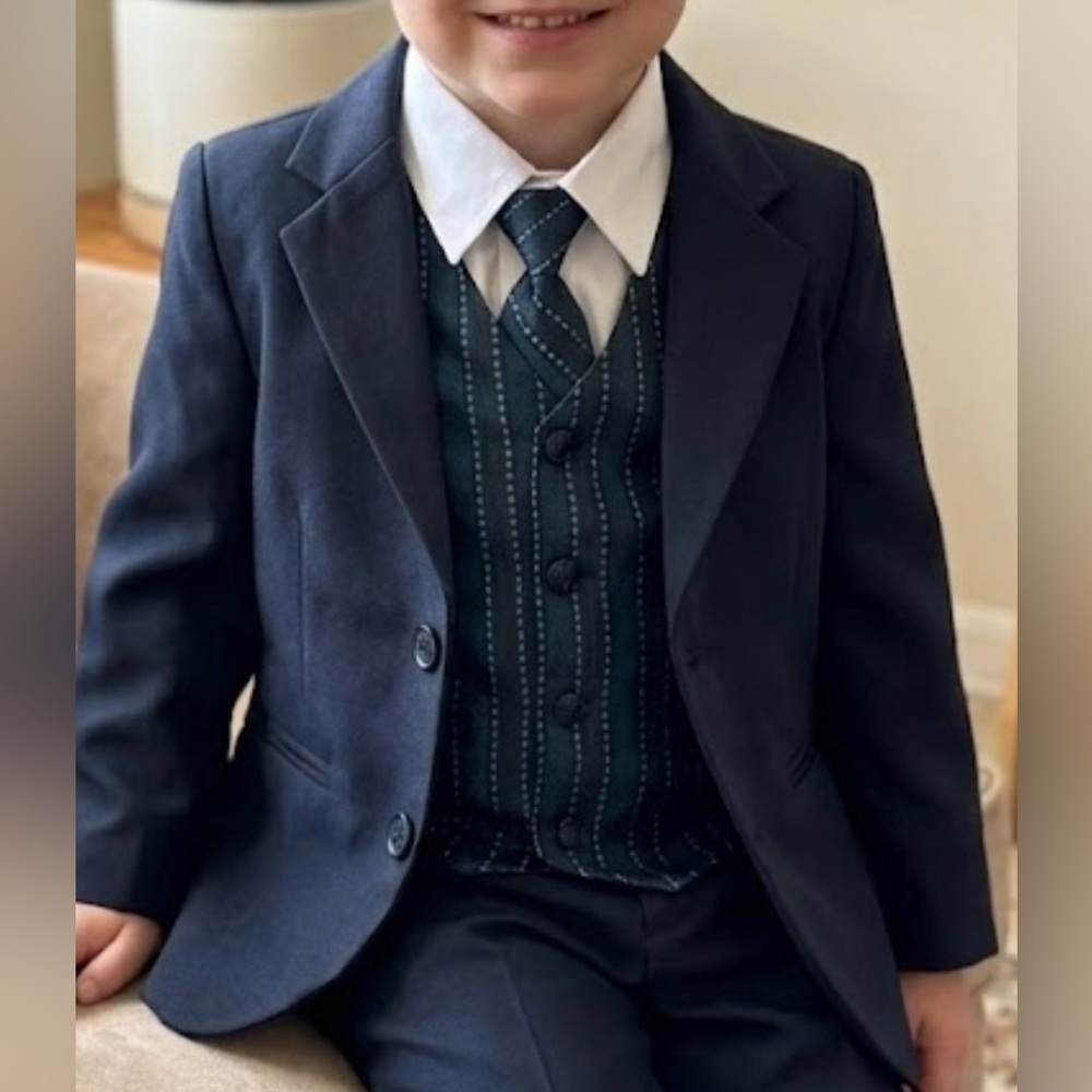 Children's Classic Navy Blazer and Striped Vest Set